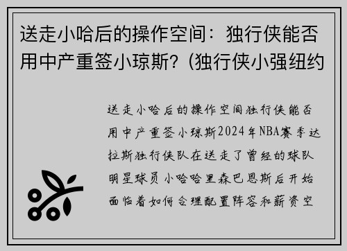 送走小哈后的操作空间：独行侠能否用中产重签小琼斯？(独行侠小强纽约)